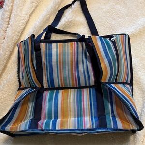 2 piece Beach tote. Striped Multi-Color New